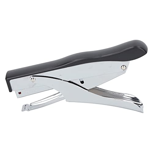 Hand Held Stapler Metal Core Ergonomic Labor Saving Mini Stapler for Binding Documents Office Warehouse Cold Rolled Steel 10 Sheets Capacity 100 Pins (Black)