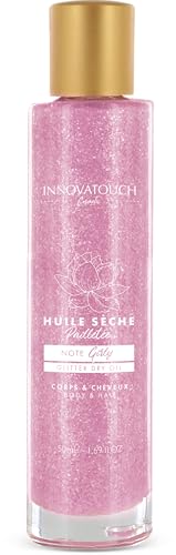 Innovatouch Cosmetic - Aceite seco con purpurina - Novedad Girly - Nutre, Ilumine & Sublime - Enriquecido con aceites de almendra dulce, Jojoba & Vitamina E - Perfume de grasa - Formato 50 ml - Made