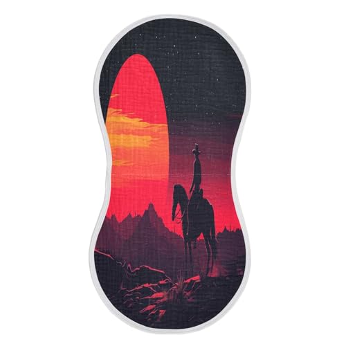 JUZIHAI 4Pack Sunset Cowboys Baby Burp Cloths Soft Cotton Burp Rags,Super Absorbent Burp Cloth Bag for Newborn Baby Boys/Girls