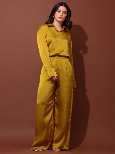 Image of PURVAJA Women's Full Sleeve Shirt & Trouser Solid Co-ords