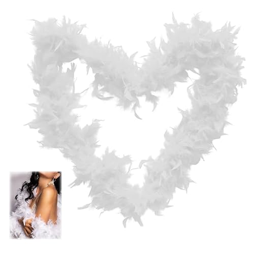 Feather Boa,Fancy Dress and Crafts,Party Accessories Feather Scarf, Women Fluffy Feathers Boas for Party,Cosplay,Wedding,Dancing,Halloween Costume, Christmas Tree,DIY Decoration(6.6ft/2M) (White)