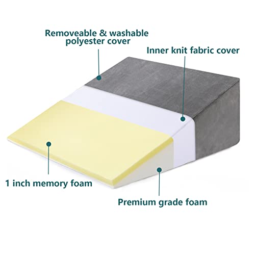 Ubbcare Bed Wedge Pillow, 10“× 24“ × 24” Memory Foam Wedge Pillows For Sleeping, Reading, Supporting Legs, Releasing Acid Reflux, Gerd, Snoring, Pain After Surgery, Removable And Washable Cover #TOP4