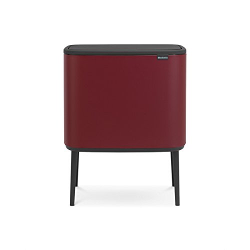 Brabantia 316302 Poubelle, Acier Inoxydable, Mineral Windsor Red, 31.5 x 54 x 68 cm