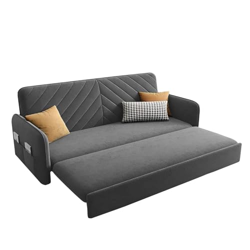 Image of Alnus 3 Seater Sofa Cum Bed for Living Room (Dark Grey Fabric) Premium Fabric Sofa Cum Bed