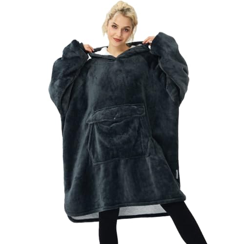 Krifey Wearable Blanket Hoodie, Oversized Sherpa Hooded Blanket for Adults