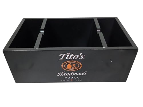 Tito's Handmade Vodka Bar Caddy, Black with Copper Accents, Bar Organizer