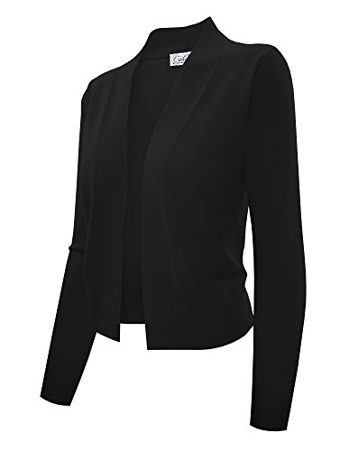 Image of Cielo Women's Knit Cropped Sweater Bolero Cardigan Three Quarter Sleeve - Full Sleeve