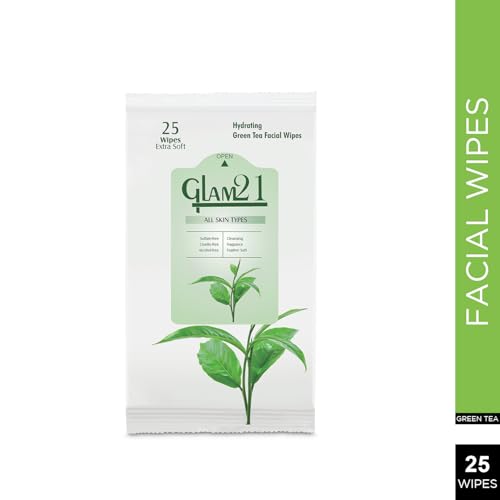 Image of Glam21 Facial Wipes | Super-Soft & Moisturizing | With Green Tea Extracts | Clean Dust & Dirt Particles | Pack of 25 PCS