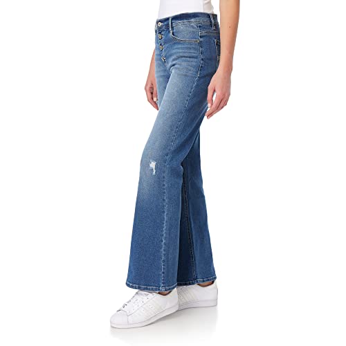 WallFlower Women's Flirty Curvy Super Flare High Rise Insta Stretch Juniors Jeans, Joelle, 13