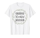 Grateful Thankful Blessed Farmhouse Wreath T-Shirt