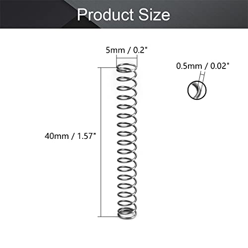 MroMax 5mm OD x 0.5mm Wire Dia x 40mm Long Compression Spring Connectors Spring Steel Gray-Black 10PCS - Image 2