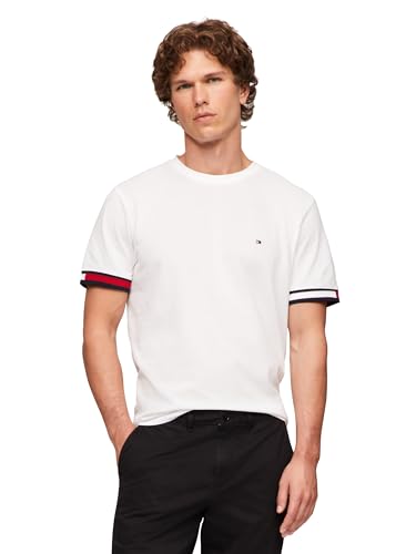 Tommy Hilfiger Men's Short Sleeve Breathable Cotton T-Shirts with Cuff Design