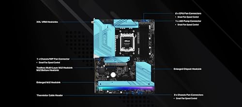 Image of ASRock AMD B850 Pro RS WiFi 6E Socket AM5 Ryzen 9000 /8000 /7000 Series DDR5 up to 8000+ (OC) MHz 256GB ATX Motherboard M.2 SATA3 6.0 Gb /s PCIe 5.0 BIOS Flashback 2.5G LAN