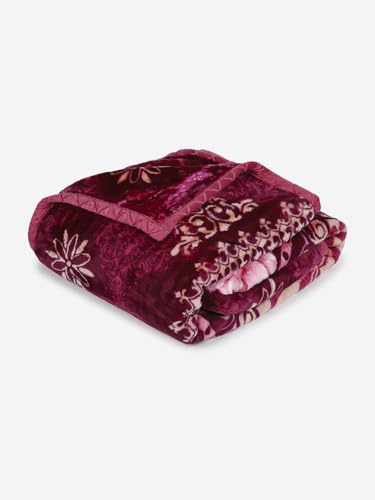 Image of Monte Carlo Double Bed Heavy Winter Blanket Marshal 2 Ply 850 GSM | 4.5 KG (240x220 CM), Wine