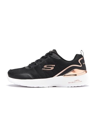 Skechers SKECH-AIR DYNAMIGHT THE HALCYON, Zapatillas para Mujer, Black Mesh / Rose Gold Trim, 37 EU