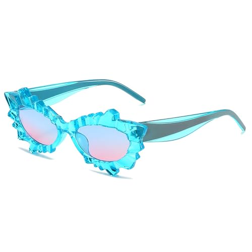 Cat Eye Sunglasses for Women 2026 Punk Gradient Sun Glasses Female Trends Shades Eyeglasses Men UV400 Eyewear(Color:Blue)