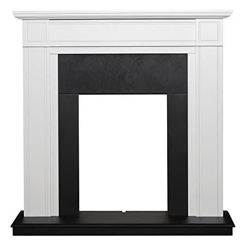 Adam Georgian Fireplace in Pure White and Black, 39 Inch