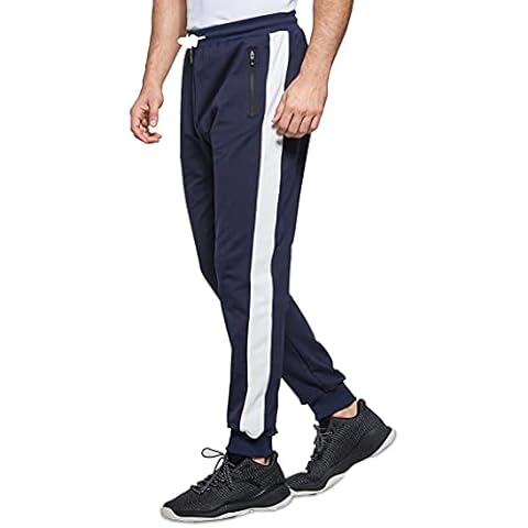ZOXOZ Mens Trousers Tracksuit Jogging Bottoms Cuffed for with Zipped Pockets Blue S Cover