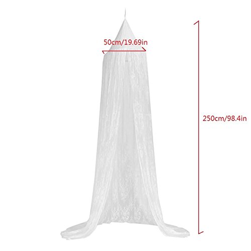 Lace Bed Canopy - Round Dome Netting Mosquito Net For Girls Bed Nusery Hanging Canopy Elegant Room Decoration, White #TOP6