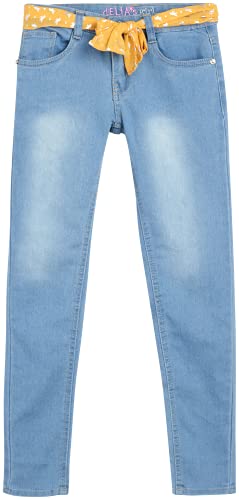 Delias Girls? Jeans ? Super Stretch Denim Skinny Jeans With Sash Belt (Size: 7-16), Size 7, Light Yellow Belt #TOP27