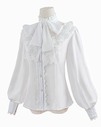 Nuoqi Victorian Blouse Womens Gothic Shirt Vintage Long Sleeve Lotus Ruffle Tops2