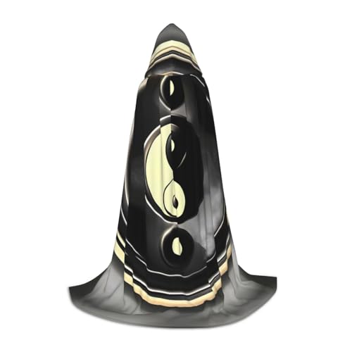 Cape à capuche Yin Yang longue pour créer un costume de bal masqué unique