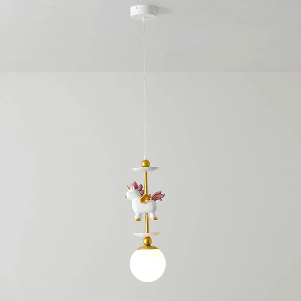 Lampe à Suspension Dessin Animé avec Globe en Verre Anti-Éblouissement