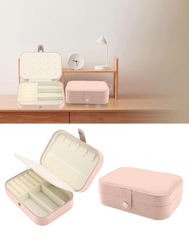 Image of Cortina Jewellery Organiser PU Leather Zipper | Portable Storage Box Case with Dividers | Container for Rings, Earrings, Necklace Home Organizer - Beige