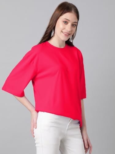 Image of KOTTY Women's Cotton Blend Solid Oversized T-Shirts