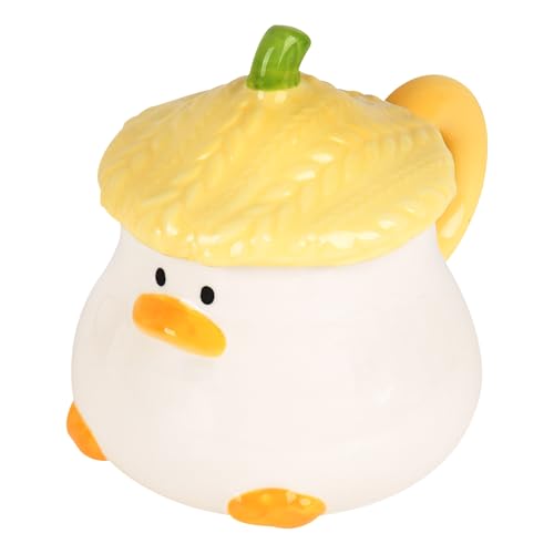 Taza de cerámica con forma de pato y tapa texturizada miniatura 1
