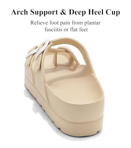 Image of Haifago Women's Platform Sandals with Arch Support, Summer Beach Slides Adjustable Buckle Comfortable Lightweight EVA Slip on Slide
