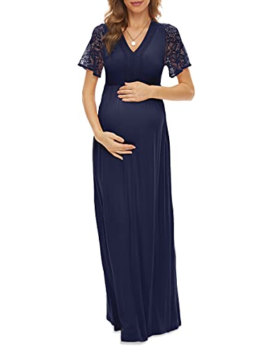 Maternity Dress Maternity Maxi Dress Maternity Dress for Photoshoot Long Maternity Dresses Casual Floor Length Flowy Navy M
