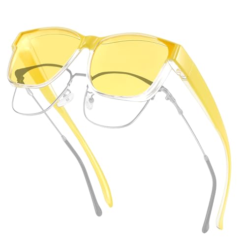 Image of HAOLOTA Night Vision Driving Over Glasses, Polarized Nighttime Glasses Men Women Anti Glare Yellow Tinted Lens