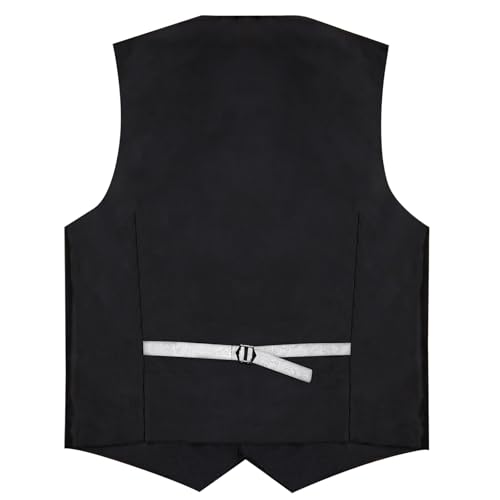 Image of DiBanGu Mens Paisley Suit Vest Silk Jacquard Waistcoat and Necktie Set Formal Shawl Collar Dress Vest 7PCS for Wedding Party