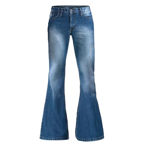 Men's Bell Bottom Jeans 60s 70s Outfits for Men,Mens Bell Bottoms Pants Flare Jeans Blue Ocean