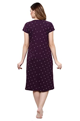 Image of TIGYWIGY Women's Cotton Printed Knee Length Maternity /Feeding /Nursing Nighty