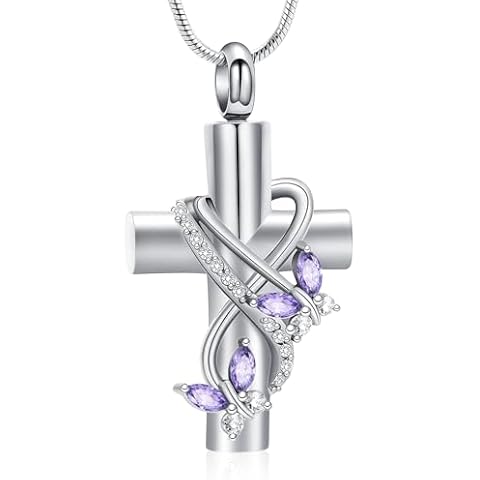 Cremation Jewelry Butterfly Cross Pendant Necklace Cover