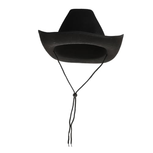 Ipetboom Vintage Western Cowboy Hat Wide Brim Jazz Hat for Men Women for Festivals Dress Up and Role Playing Comfortable Cloth with Neck Drawstring Black