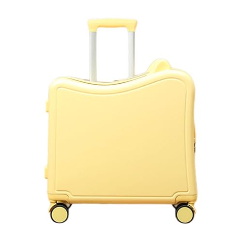 AsrMyjcx Mala de Viagem para Crianças, Tamanho de Mão, Silenciosa, com Rodas, 20 Polegadas, Carrinho de Bagagem de Viagem, Bagagem para Aviões de Negócios, Men, Amarelo