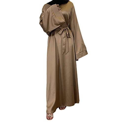 Abaya en satin doré pour femme musulmane en taille M idéale pour le Ramadan