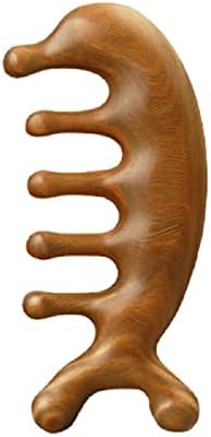 SAEEYCUE Authentic Green Sandalwood Comb Gua Sha Comb Scraping Scalp Massager Comb Head Massager Head, Neck, Hands and Legs (B)
