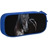 筆箱 大容量 化粧ポーチ ブラック 馬 大容量 おしゃれ 高校生 アニメ 漫画 鉛筆 筆箱 高校生中学生小学生人気かわいい アニメ筆入れ 子供入場に最適 Blue