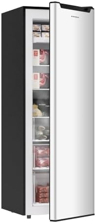 BANGSON Upright Freezer, 7.0 Cu.ft Stand Up Freezer, Convertible Upright Freezer/Refrigerator, Single Door for Kitchen,Garage, Office, Apartment, Silver