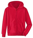 UNIFACO Boys Hoodies Size 10 12 Red Fashion Zip Up Red Hoodies Sweatshirts Lightweight Spring Sports