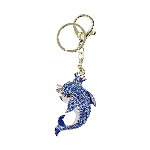MAFELOE Porte-clés pour sac, voiture, sac à main, clé, décoration, bijoux de mode, accessoires ornementaux pour femmes et filles - Couronne dauphin bleue Cover