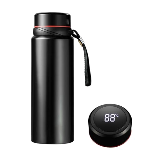 32 oz Smart Water Bottles with Digital Temperature Display Coffee Tea Infuser Bottle LED Thermal Cup Double Walled Vacuum Insulated Stainless Steel Flask Leak Proof Travel Mug Keep Warm (black)