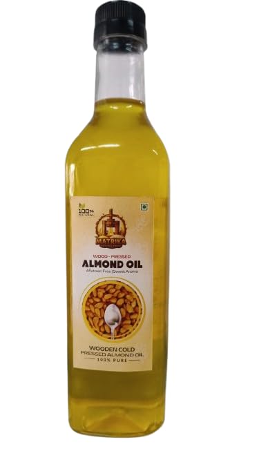 Image of Sarv Matrikaa Wood Pressed Almond Oil - 1 Litre - 100% Pure & Natural | Cold Pressed | Sweet Aroma | Aflatoxin Free | Edible & Skin Use
