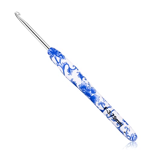 BCMRUN 3.75 mm(F) Crochet Hook, Ergonomic Handle for Arthritic Hands, Extra Long Knitting Needles for Beginners and Crocheting Yarn (3.75mm-F)