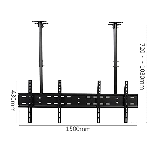 Support pour deux téléviseurs de plafond télescopique contre les reflets - 3