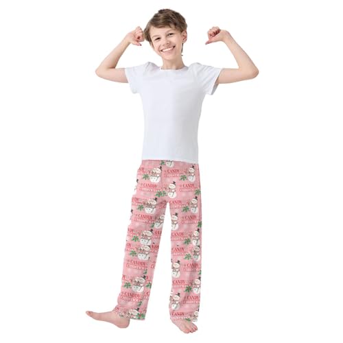 Boys' Pants Christmas Snowman Candy Cane Long Bottoms Jogger Pants Elastic Waist Trousers with Pockets S-XL2